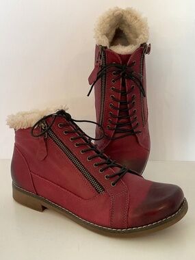 ETHAN VALDES Gina Mid Boot Burgundy Handmade in Spain Size EU 38  7.5/8 LIKE NEW